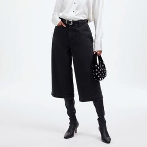Madewell Denim Culottes, Johnston Wash (dark grey, washed black) Size 23
